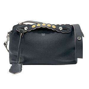 Fendi By the Way Leather Shoulder Bag Navy Blue